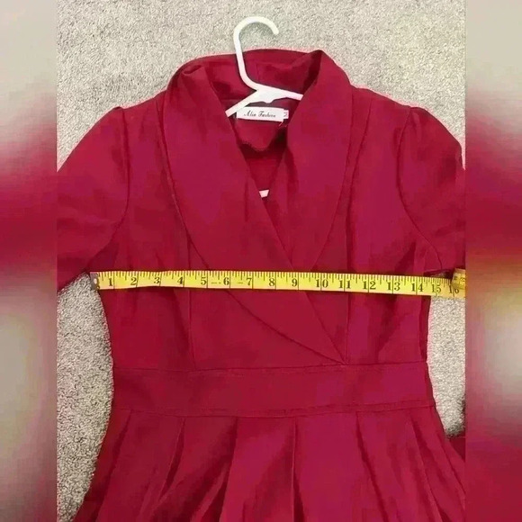 Vintage red dress with belt size s - Picture 10 of 14